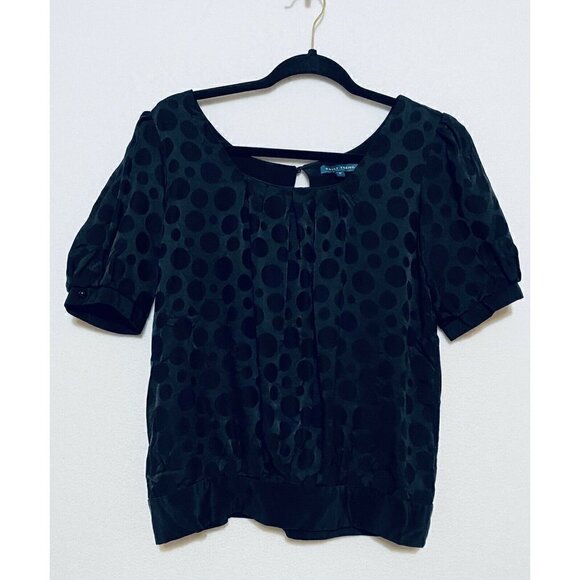 Sally Tseng Top Womens Size 6 Polka Dot Split Back Short Sleeve Boho